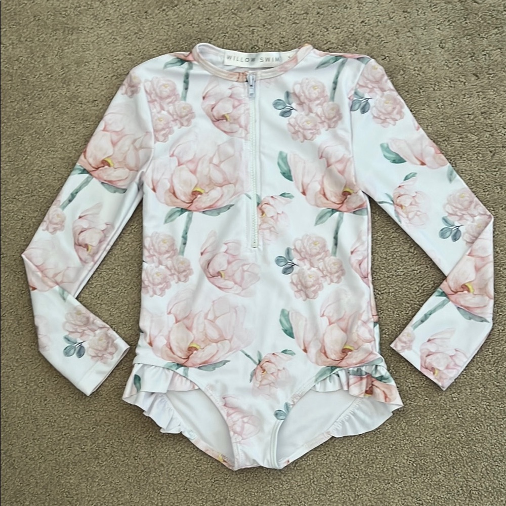 Willow Swim Pink and White Floral Rashguard Swimwear 5T
